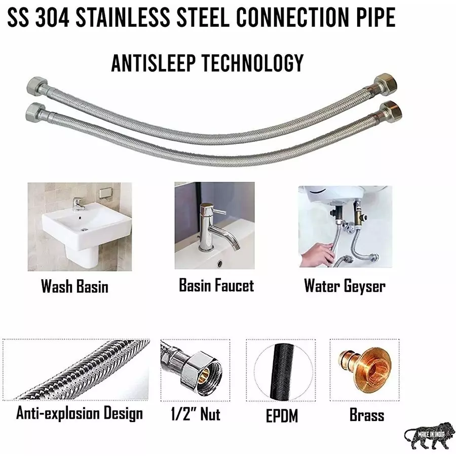 Fastgear Bathroom Faucet Set Stainless Steel Chrome Finish Silver, FG1912 ( Pack of 4)