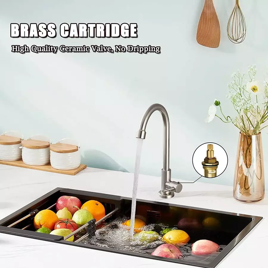 Fastgear Sink Tap Brass & Steel Chrome Finish Silver, FG961 (Pack of 2)