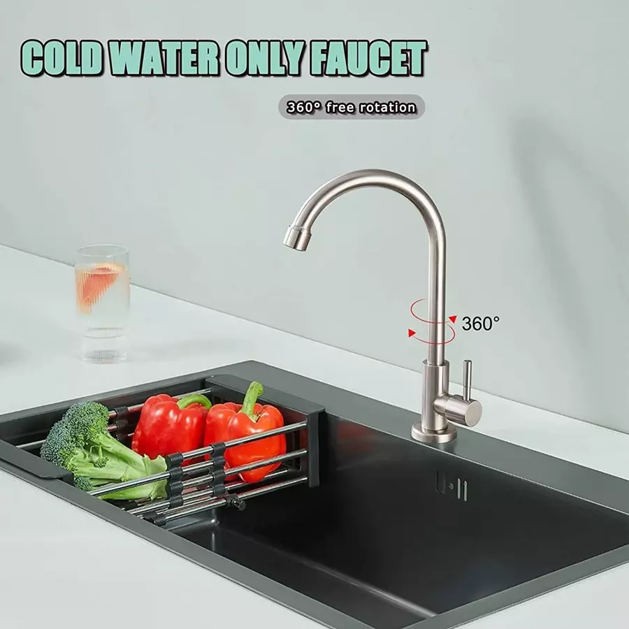 Fastgear Sink Tap Brass & Steel Chrome Finish Silver, FG961 (Pack of 2)