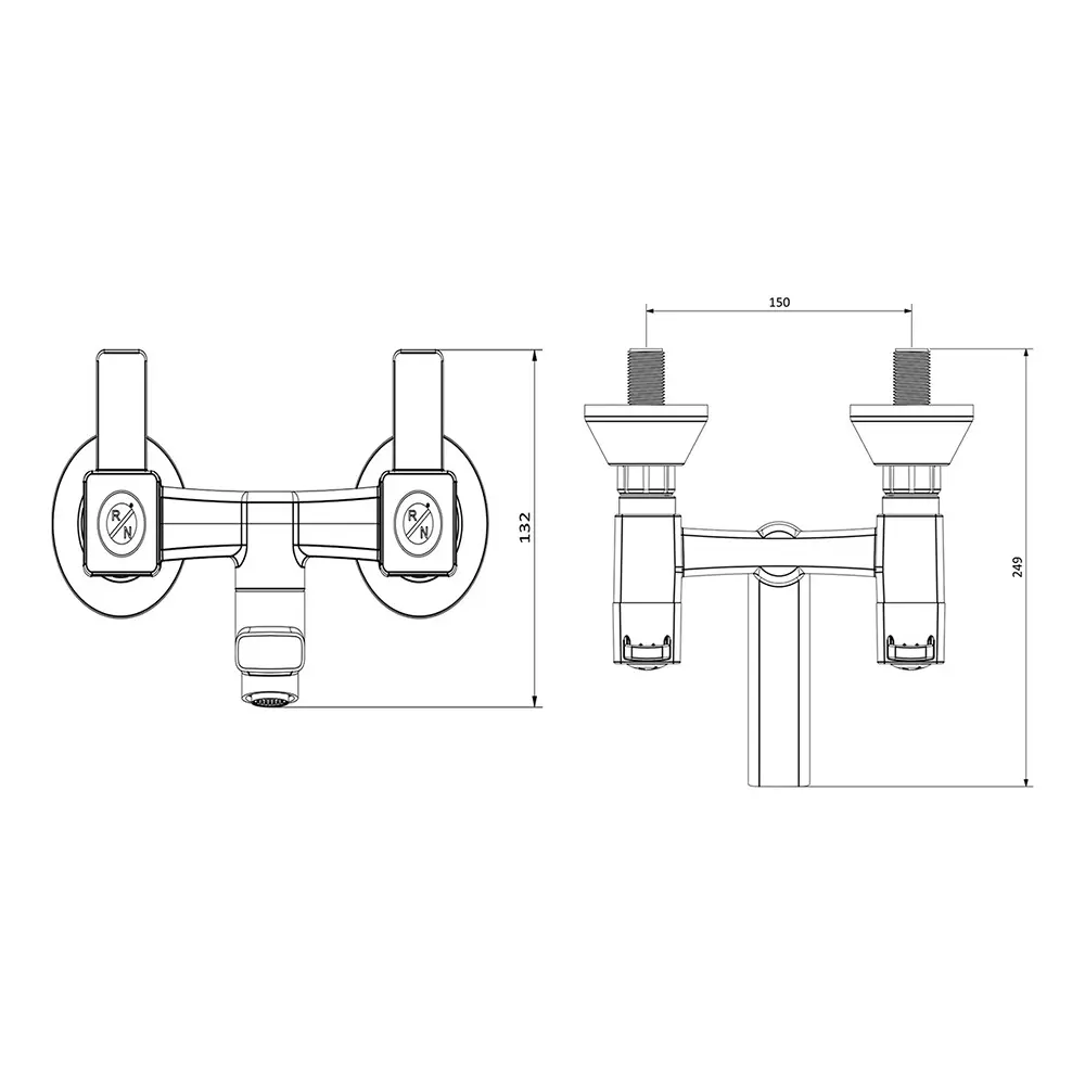RN PTMT Wall Mixer Non Telephonic Wall Mount Metallic Grey 20 mm Faucet Hole, RNVIR08B17
