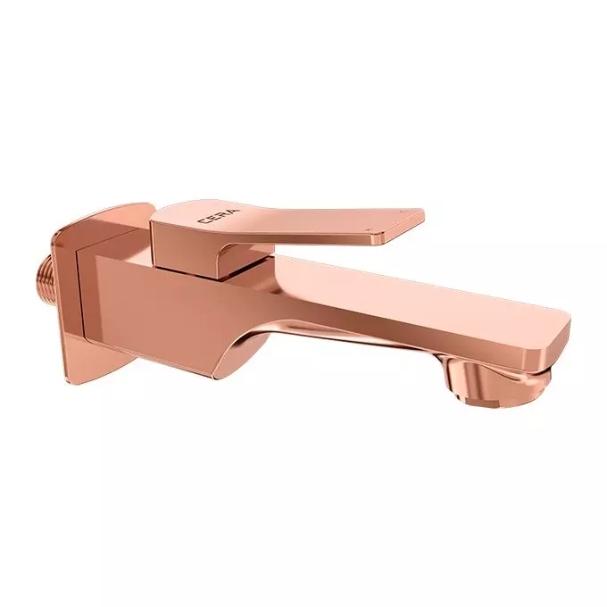 CERA Sylvina Bib Cock Quarter Turn Wall Mount PVD Finish Rose Gold with Wall Flange and Aerator, F1021151RG