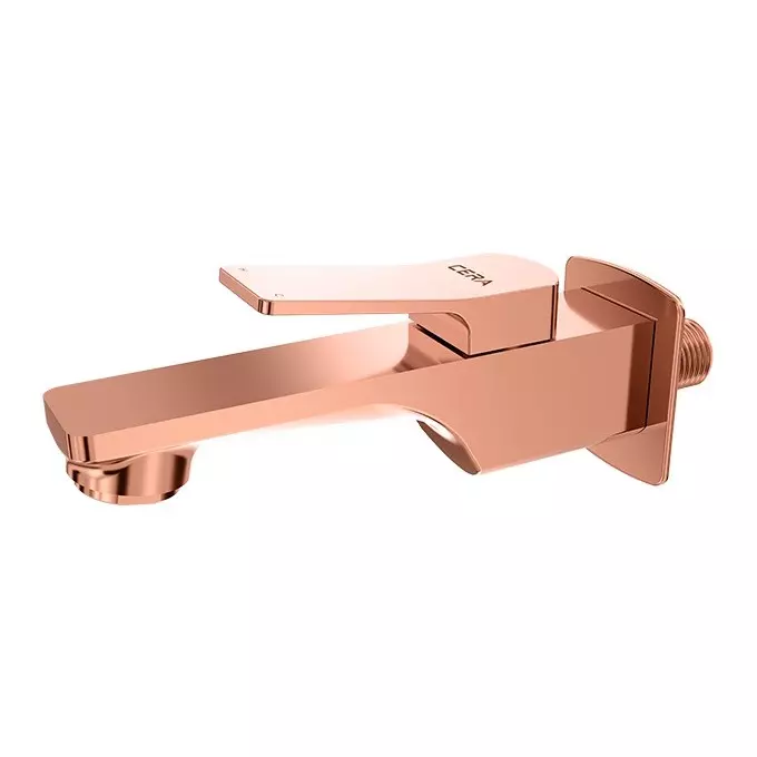 CERA Sylvina Bib Cock Quarter Turn Wall Mount PVD Finish Rose Gold with Wall Flange and Aerator, F1021151RG