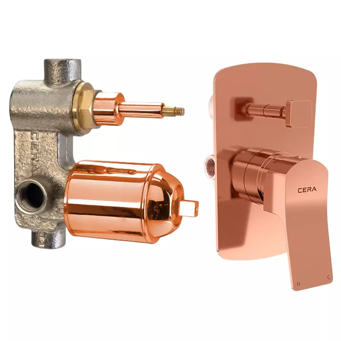 CERA Sylvina Diverter System Single Lever Exposed & Concealed Part PVD Finish Rose Gold, F1021721RG + F4030101RG