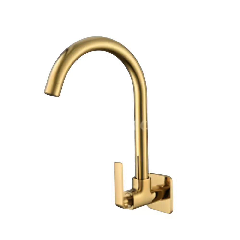 CERA RUBY Basin Mixer Quarter Turn Wall Mount PVD Finish French Gold, F1005252FG