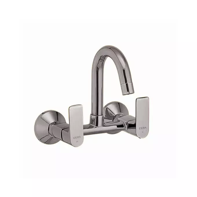 CERA RUBY Basin Mixer Quarter Turn Wall Mount PVD Finish Graphite Grey, F1005502GG