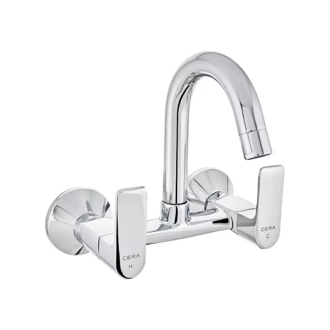 CERA RUBY Basin Mixer Quarter Turn Wall Mount Chrome Plating Chrome, F1005502