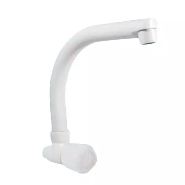 SUPREME Elegant Series Wall Sink Tap Quarter Turn Plastic, Texla White