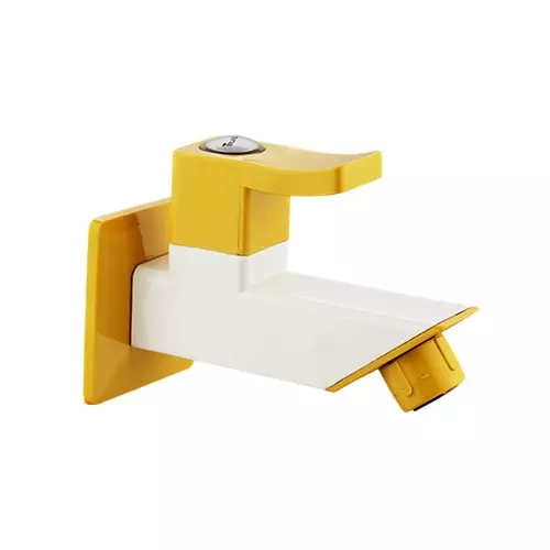 TRIJAL Guppy Pluse Bib Cock With Flange White, Gold 15 mm Thread & 20 mm Spindle, GPP-100 (Pack of 24)