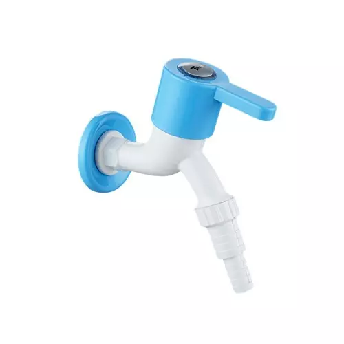 TRIJAL Dolphin Plus Bib Cock Nozzle with Flange White, Blue 15 mm Thread, DPP-104 (Pack of 24)