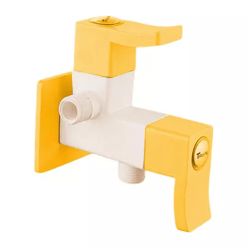 TRIJAL Spark Plus Two Way Angle Cock with Flange White, Gold 15 mm Thread & 20 mm Spindle, SRP-105 (Pack of 16)