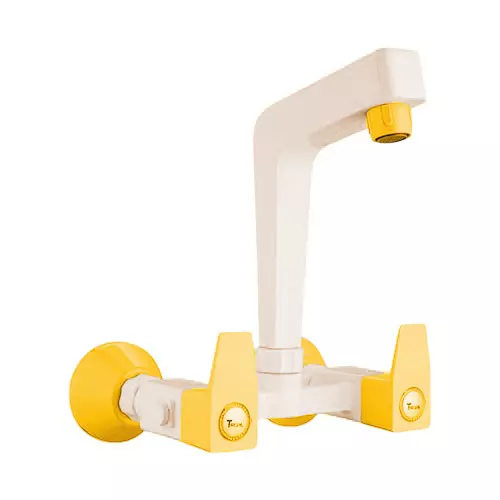 TRIJAL Shark Plus Sink Mixer Premium with Fiange White, Gold 15 mm Thread & 20 mm Spindle, SHP-114 (Pack of 12)