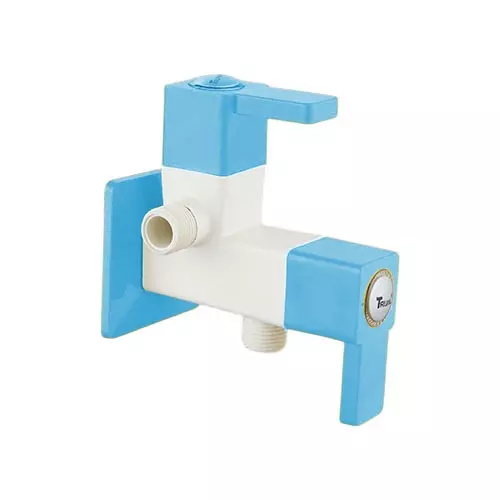 TRIJAL Firoza Plus Two Way Angle Cock With Flange White, Blue 15 mm Thread & 20 mm Spindle, FIP-105 (Pack of 16)