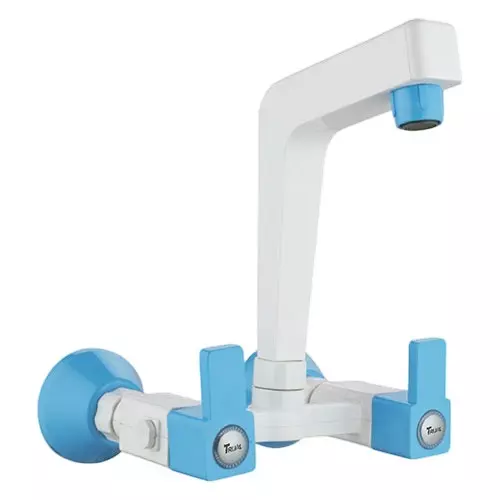 TRIJAL Firoza Plus Sink Mixer Premium With Fiange White, Blue 15 mm Thread & 20 mm Spindle, FIP-114 (Pack of 12)