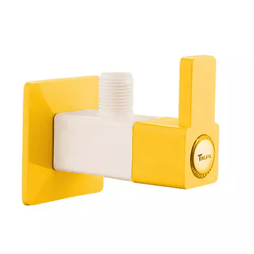TRIJAL Oscar Plus Angle Cock With Flange White, Gold 15 mm Thread & 20 mm Spindle, OSP-102 (Pack of 24)