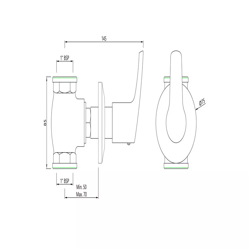 Essco by Jaquar Flush Cock Chrome Finish with Wall Flange 25 mm Size, STE-107081