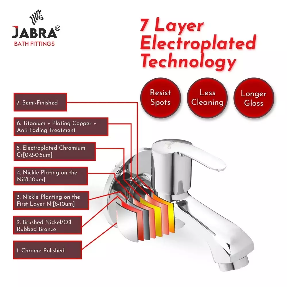 Jabra Bib Cock Aqua Series Brass Chrome Finish Wall Mount Silver