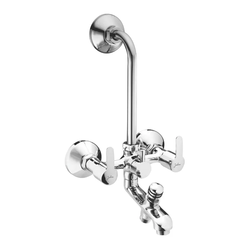 Jabra 3 in 1 Wall Mixer With L-Bend Aqua Series Brass Chrome Finish Wall Mount Silver