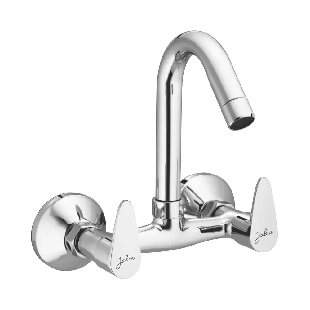 Jabra Sink Mixer Tap (L) Vignet Series Brass Chrome Finish Wall Mount Silver