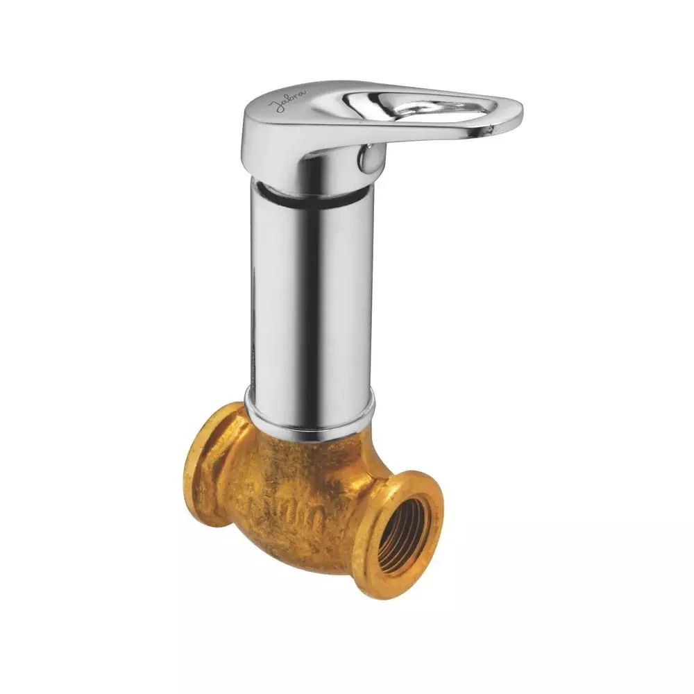 Jabra Concealed Stop Cock (L) Dezo Series Brass Chrome Finish Wall Mount 15 mm Silver