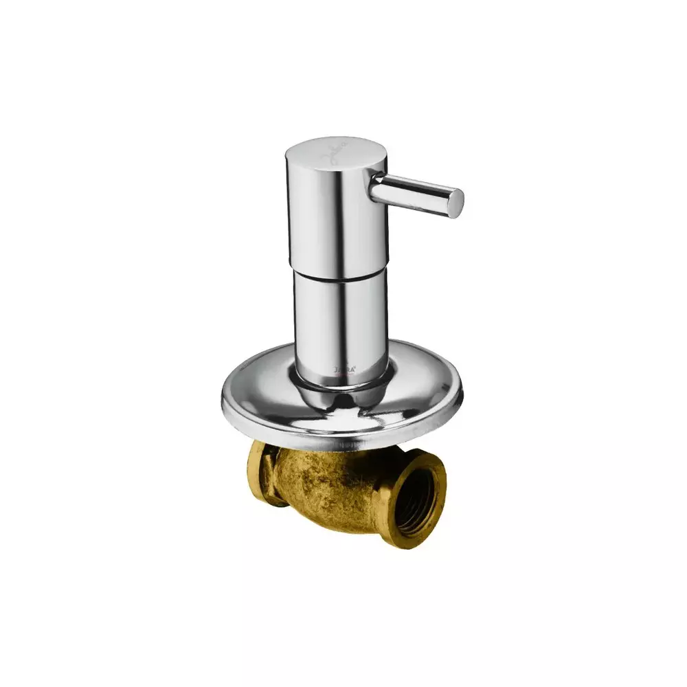 Jabra Concealed Stop Cock (L) Flora Series Brass Chrome Finish Wall Mount 15 mm Silver