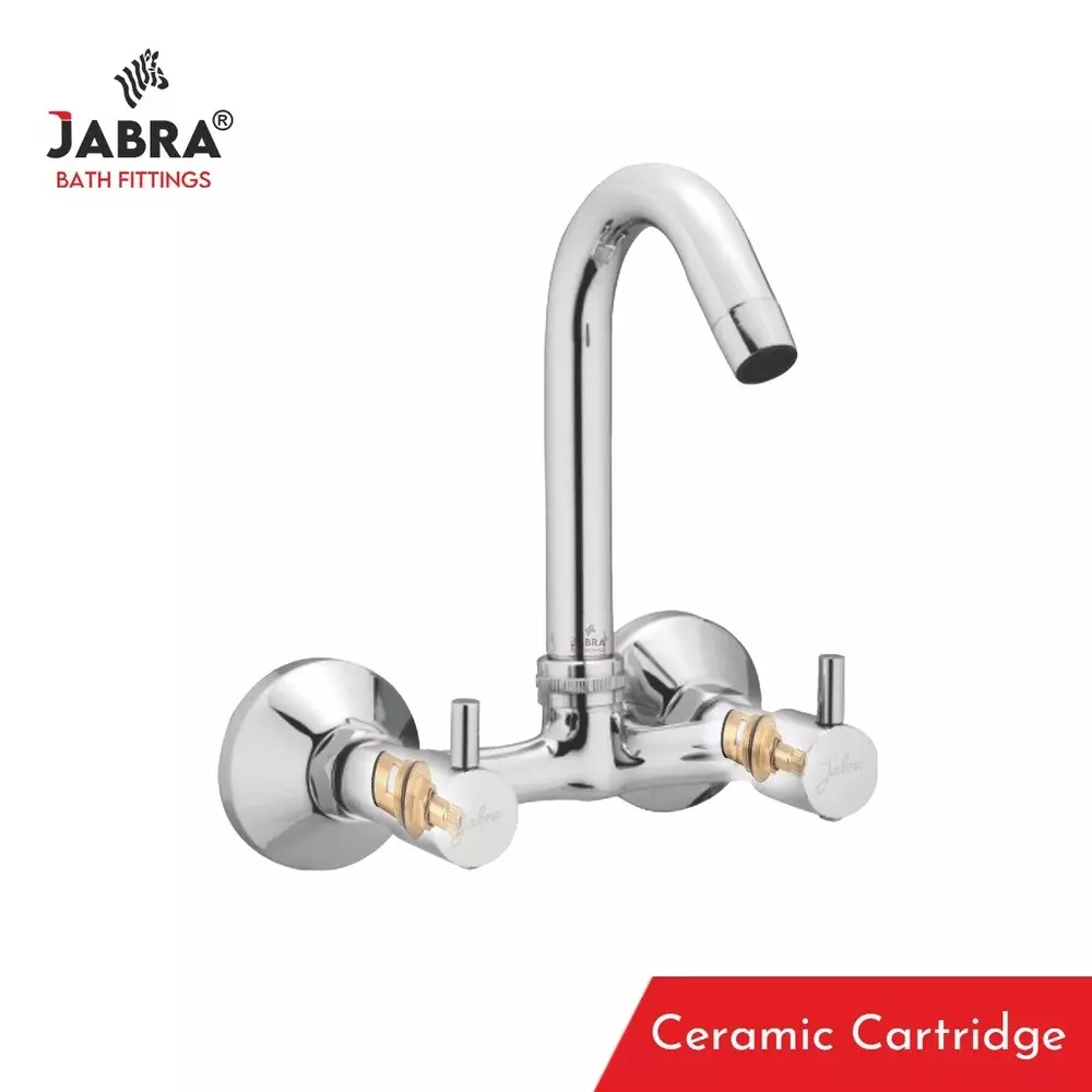 Jabra Sink Mixer Tap (M) Flora Series Brass Chrome Finish Wall Mount Silver