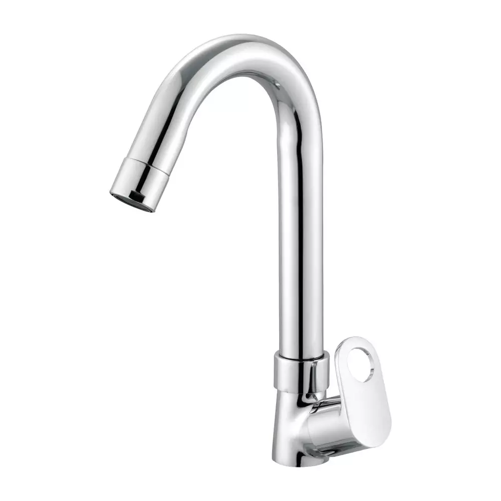 Jabra Swan Neck Tap (L) Prime Series Brass Chrome Finish Deck Mount Silver
