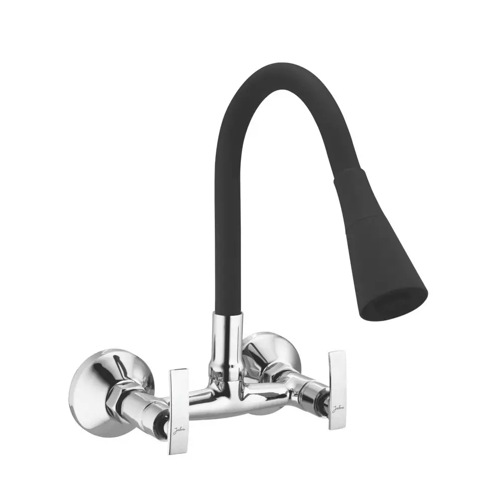 Jabra Dual Flow Sink Mixer Soft Series Brass Chrome Finish Wall Mount Black