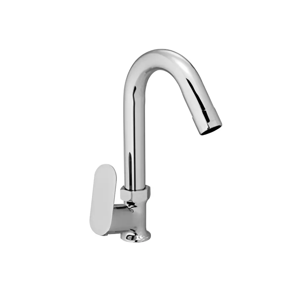 Jabra Swan Neck Tap (L) Leaf Series Brass Chrome Finish Deck Mount Silver