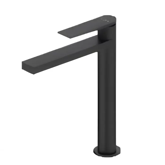 IVAS Single Lever Basin Mixer Extended Body Azure Black Matt Deck Mount for Bathrooms, IM12009787