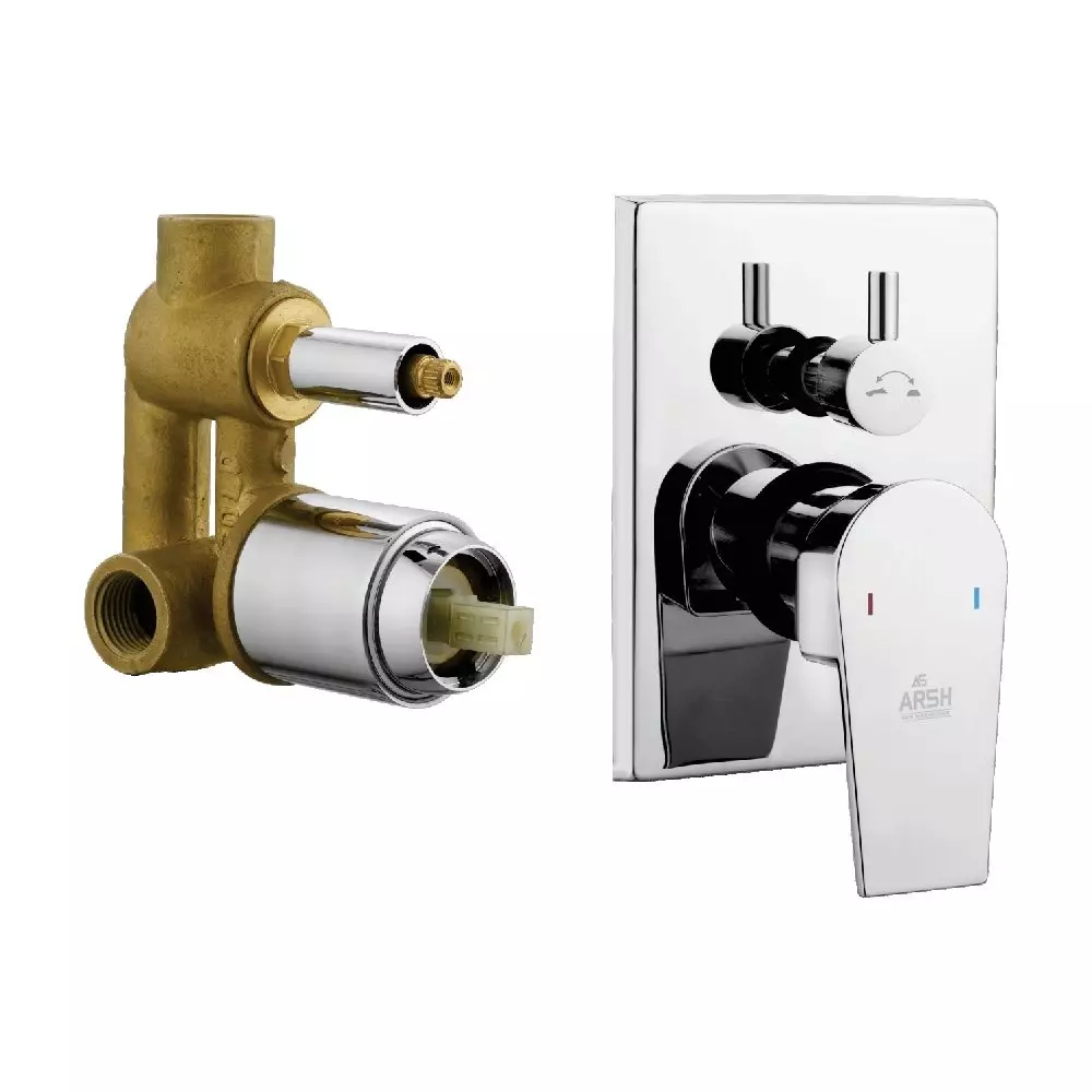 AR5H Concealed Body High Flow Diverter 4-Way with Exposed Part Kit Brass Chrome Finish, ARIA-0012