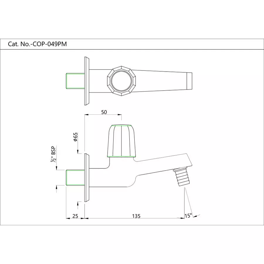 jaquar-bib-cock-with-nozzle-wall-flange-continental-prime-series-brass-chrome-finish-wall-mount-cop-chr-049pm