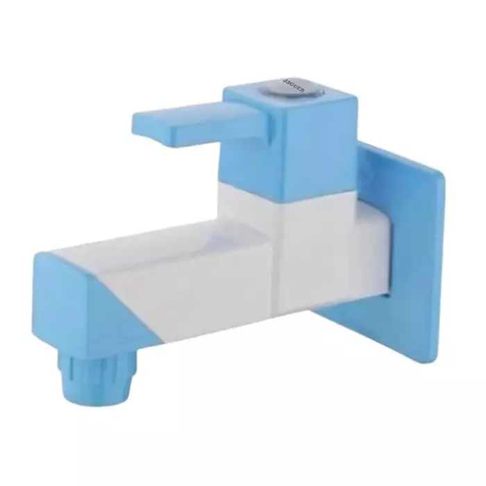 GENERIC Superior Bib Tap with Wall Flange & Teflon Tape Wall Mount Polished Finish White, Blue