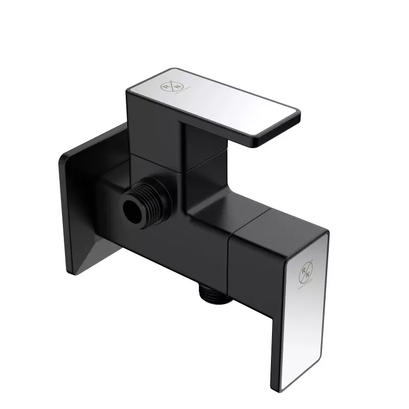RN PTMT 2 In 1 Angle Tap With Flange 3/4 Inch (20 mm) Size Black for Kitchen & Bathroom Use