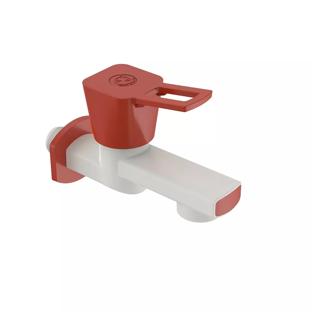 RN PTMT Love Collection Foam Flow BIB Tap With Flange White Ferrari Red Polybag Packaging Type 1/2 Inch (15 mm) Size for Kitchen & Bathroom Use