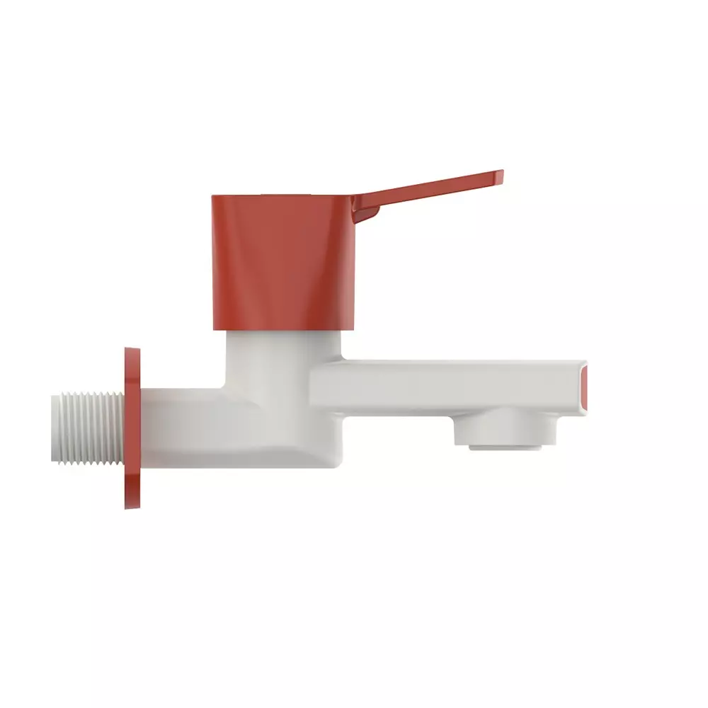RN PTMT Love Collection Foam Flow BIB Tap With Flange White Ferrari Red Polybag Packaging Type 1/2 Inch (15 mm) Size for Kitchen & Bathroom Use