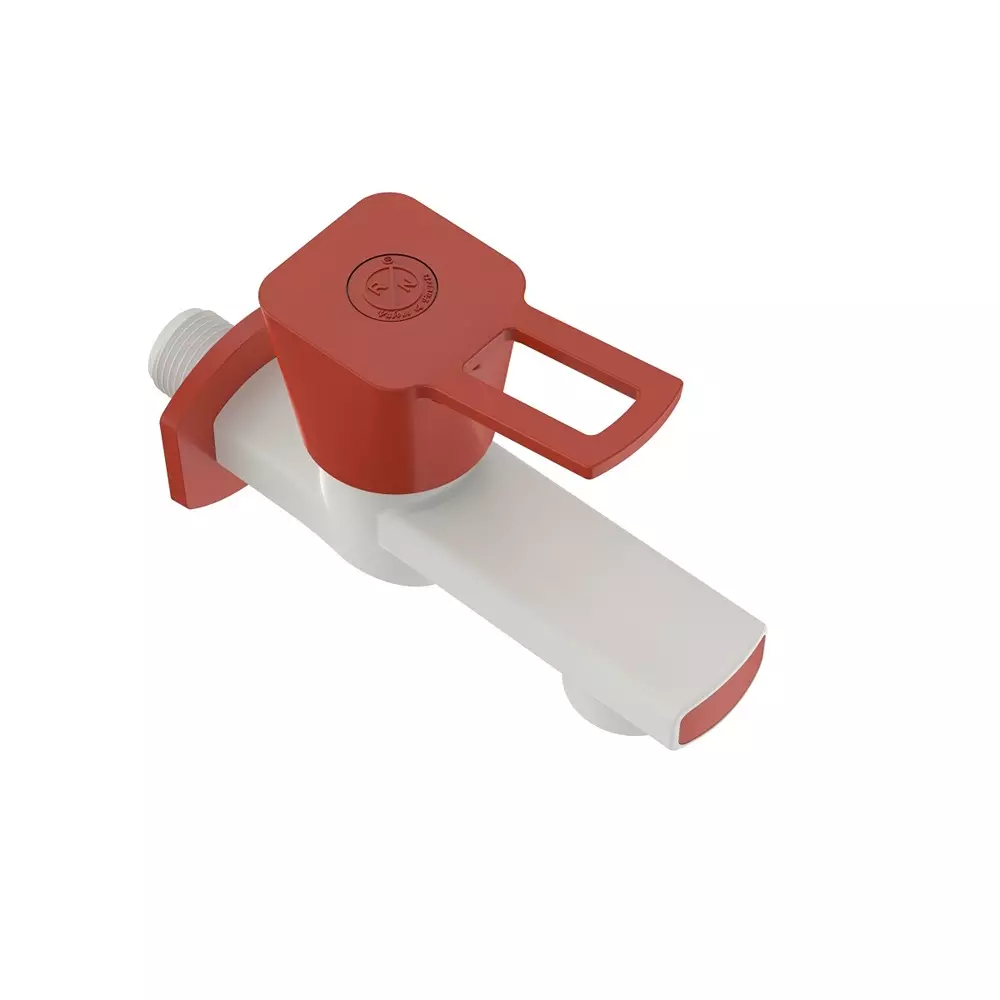 RN PTMT Love Collection Foam Flow BIB Tap With Flange White Ferrari Red Polybag Packaging Type 1/2 Inch (15 mm) Size for Kitchen & Bathroom Use