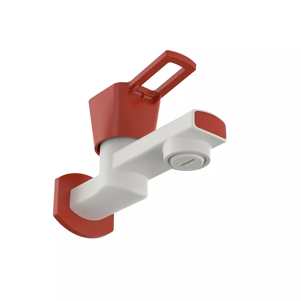 RN PTMT Love Collection Foam Flow BIB Tap With Flange White Ferrari Red Polybag Packaging Type 1/2 Inch (15 mm) Size for Kitchen & Bathroom Use