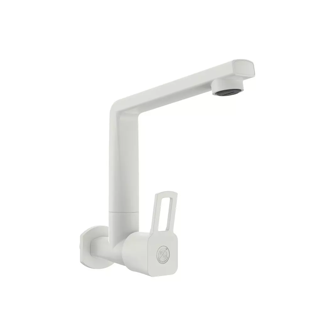 RN PTMT Love Collection Sink Tap With Flange Wall Mounted White 1/2 Inch (15 mm) Size, RNLOB01A09