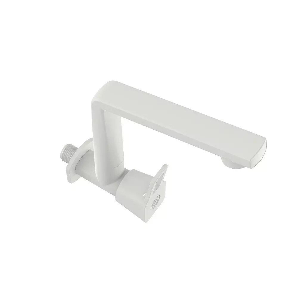 RN PTMT Love Collection Sink Tap With Flange Wall Mounted White 1/2 Inch (15 mm) Size, RNLOB01A09