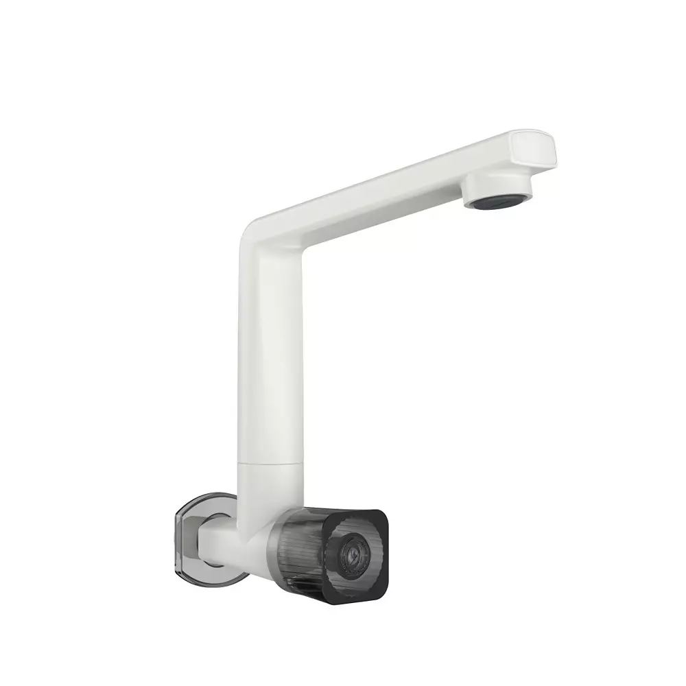 RN PTMT Felicity Collection Sink Tap With Flange Wall Mounted White Charcoal 1/2 Inch (15 mm) Size, RNFEB21F09