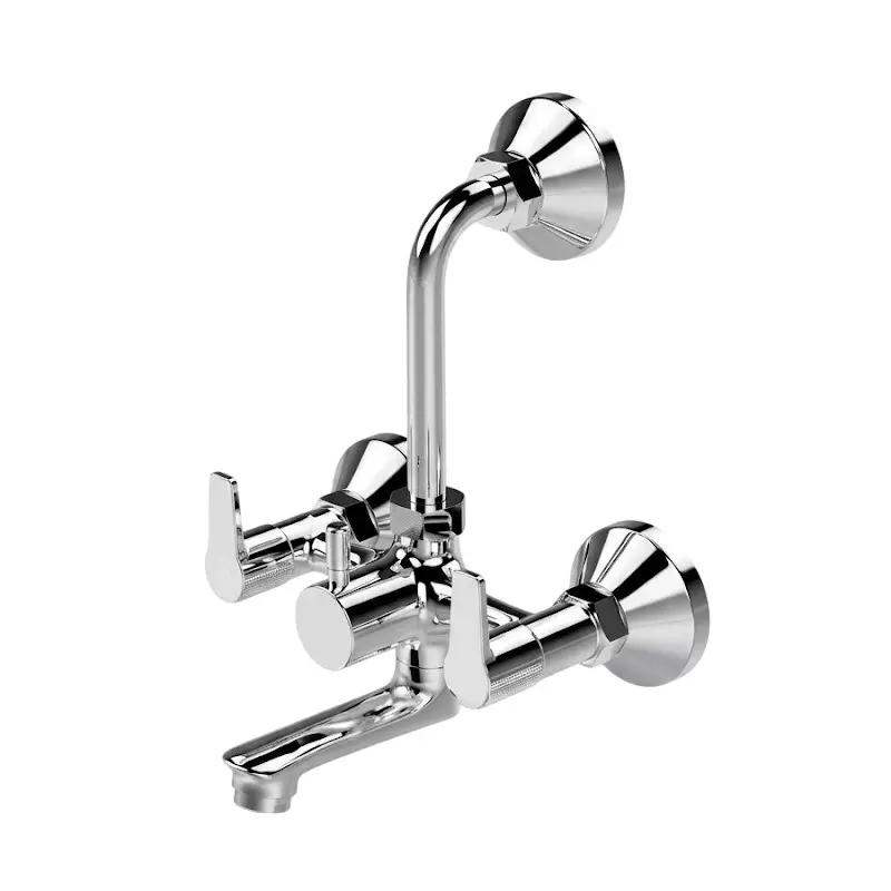IVAS Elanza 2 In 1 Wall Mixer Overhead Shower Provision Wall Mounted Chrome Finish Silver for Bathroom & Toilets Use, IM12008829