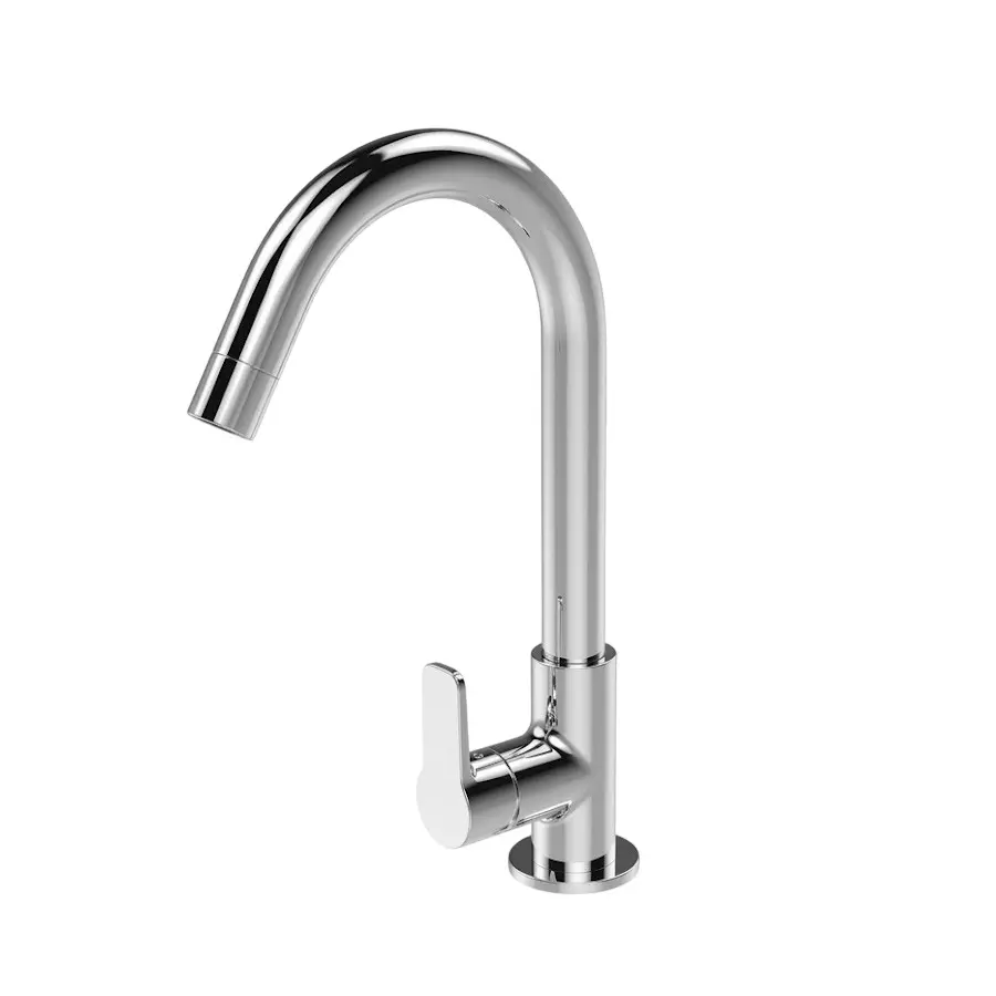IVAS Elanza Sink Tap with Swivel Spout Table Mounted Chrome Finish Silver 150 mm Size for Kitchen Use, IM12008827