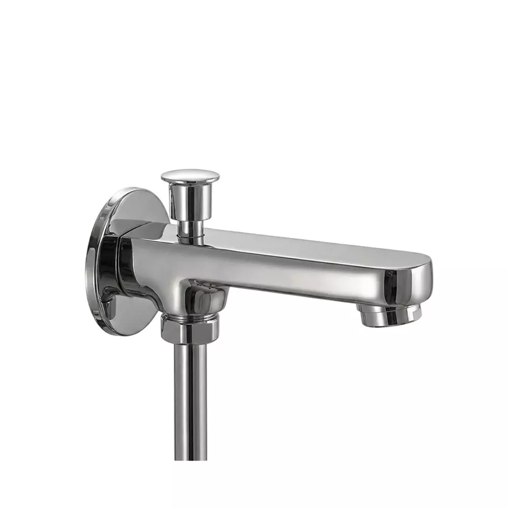 PLUMBER Ecoline Series Euphoria Range Wall Spout with Button Attachment and Wall Flange, Chrome Finish and Wall Mounted, EPA-4106