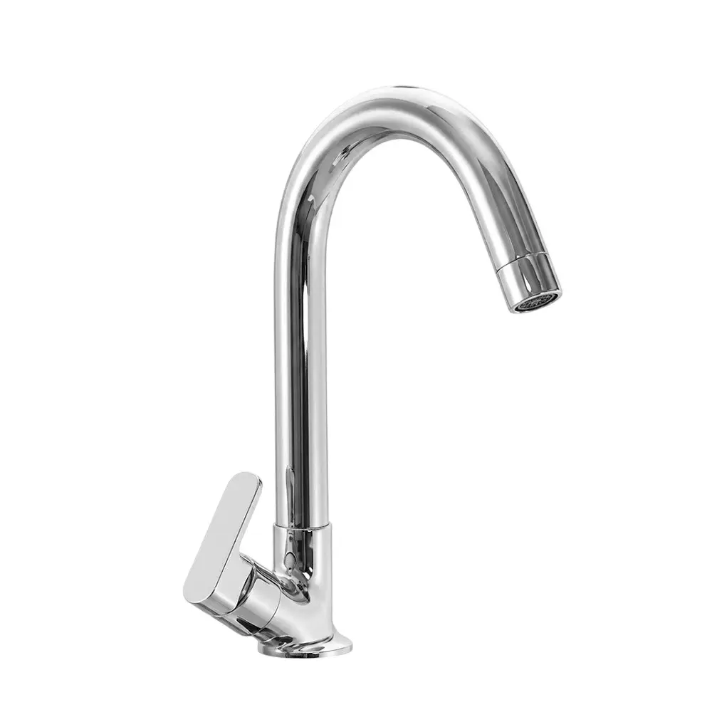 PLUMBER Ecoline Series Eon Range Swan Neck Tap With Foam Flow, Chrome Finish and Deck Mounted, EON-0104