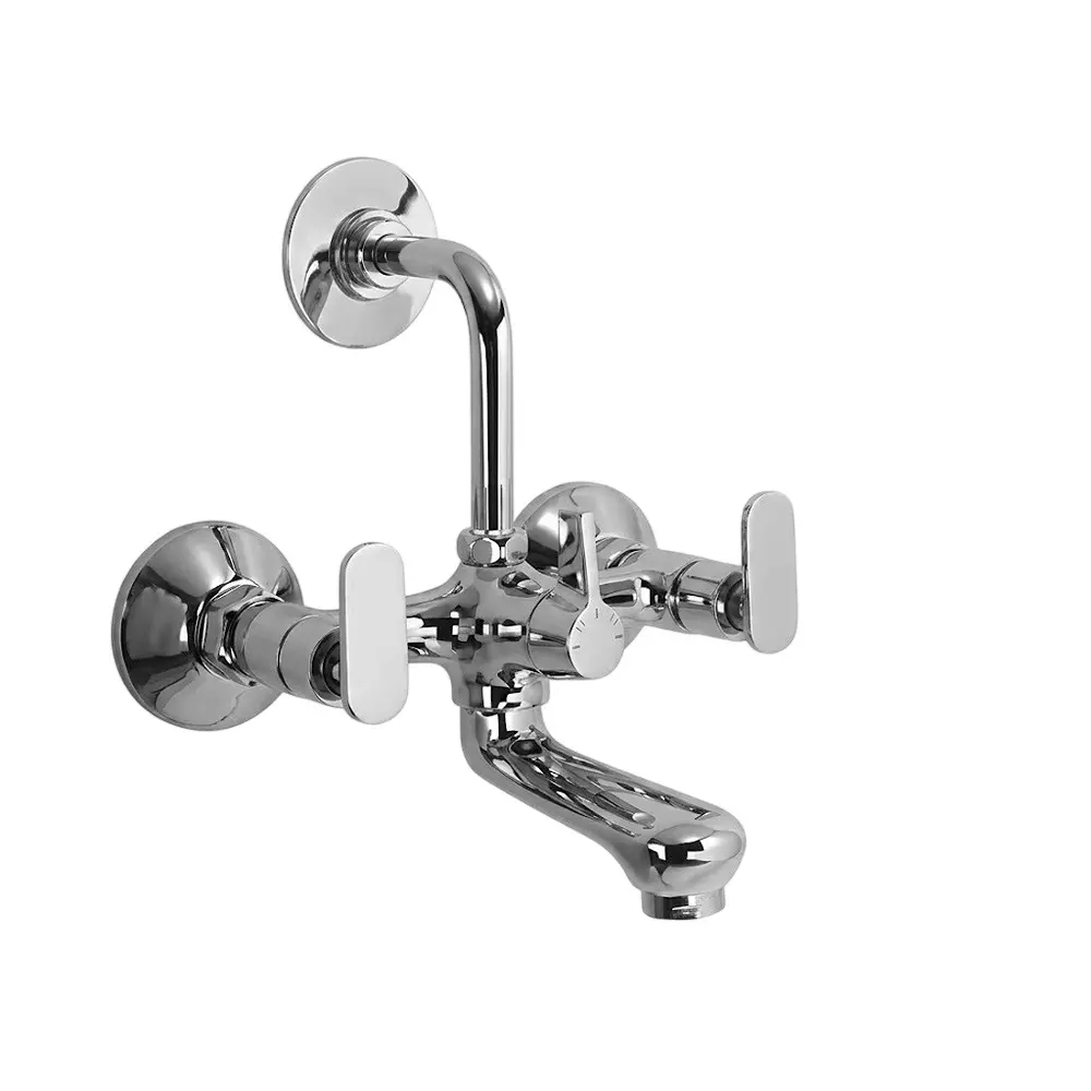 PLUMBER Ecoline Series Eva Range Wall Mixer Telephonic With 'L' Bend, Wall Mounted and Chrome Finish, EVA-5100LB