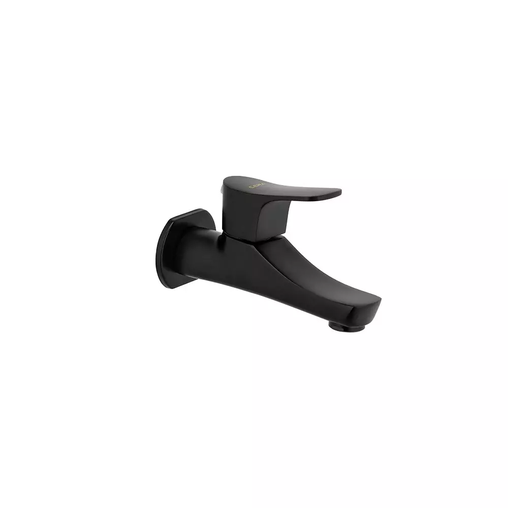 CERA Perla Bib Tap With Wall Flange And Aerator Satin Black Wall Mounted for Bathroom Use, F1012151SB