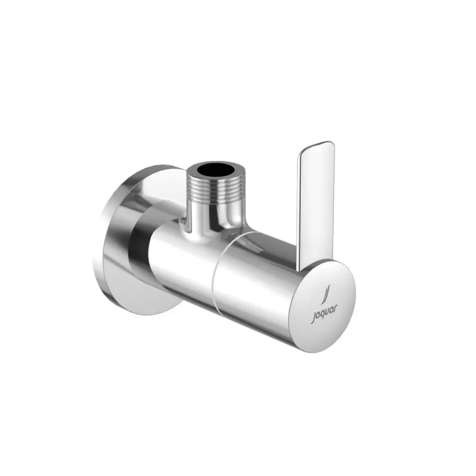 Jaquar Fusion Prime Angular Stop Tap with Wall Flange Silver Stainless Steel for Home Use, FUP-CHR-29053PM