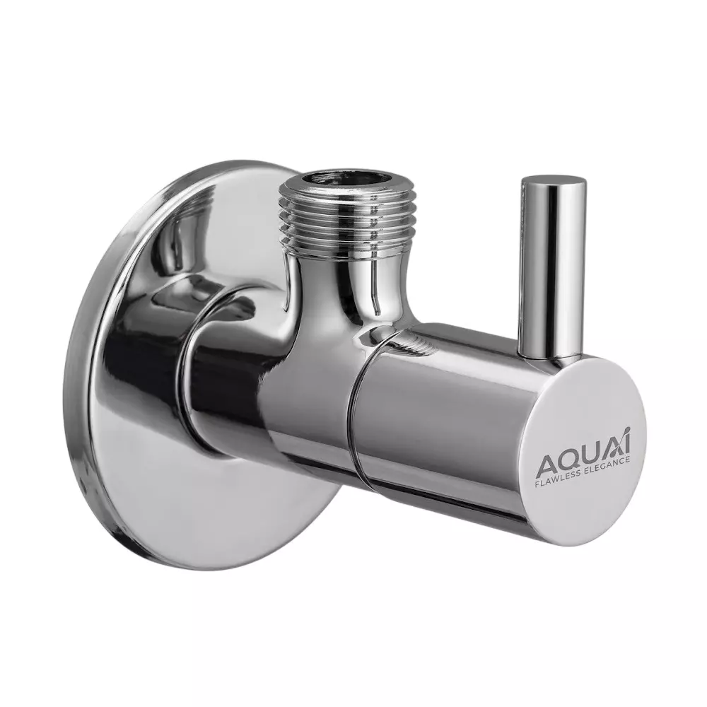 Aquai Turbo CP Angle Valve Tap Stainless Steel 15 mm Size Silver for Bathroom Use, ANB-001