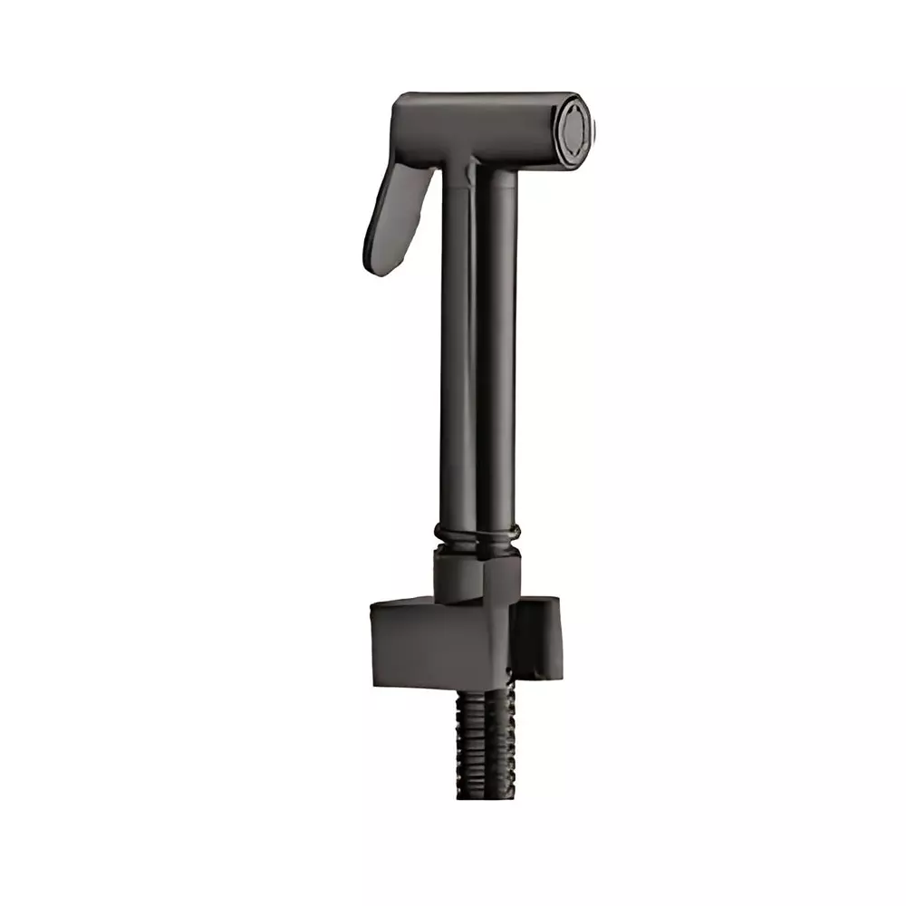 Somany Health Faucet With Tube and Hook French Collection Grace Series All Black Metal Wall Mount, 272150680351