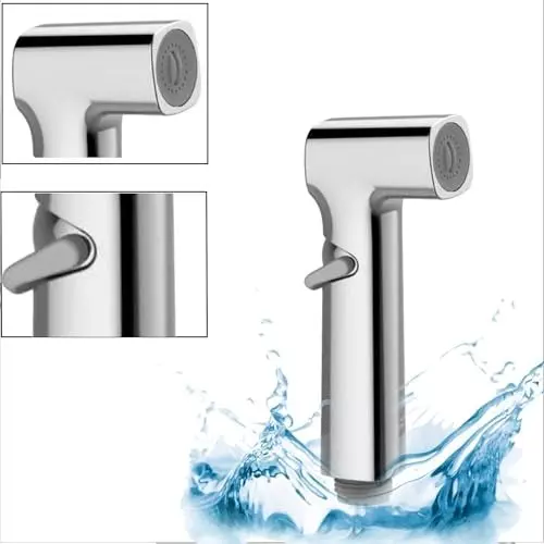ELEGANT CASA Portable Health Faucet (Handheld Bidet) Lever Square Type Stainless Steel Chrome Finish